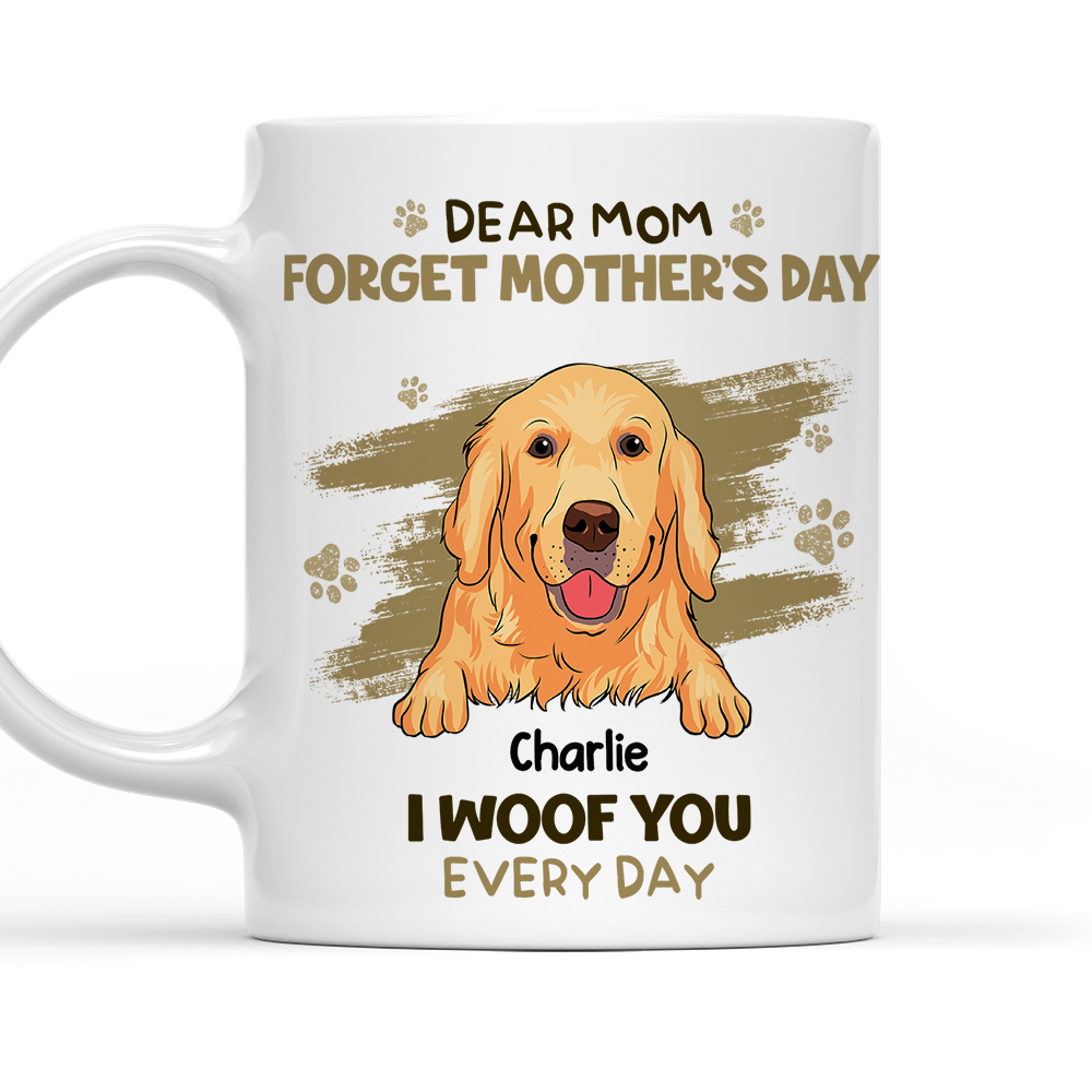 Personalized Custom Dog Woof Dad Mom Everyday Coffee Mug - Ideal for Pet Lovers