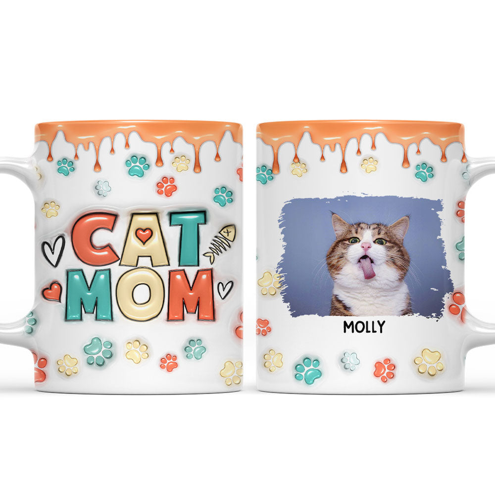 Personalized Custom 3D Inflated Effect Mom Of Cats Version 2 Photo Mug - 11oz & 15oz