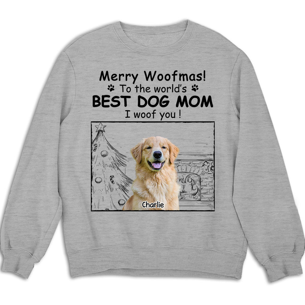 Top-Rated Personalized Custom Christmas Photo Sweatshirt for the Best Dog Moms