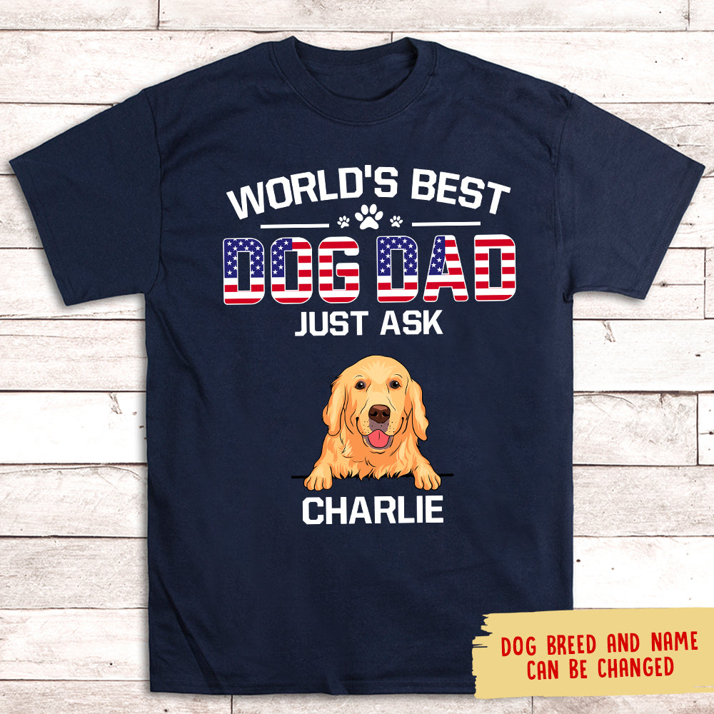 American Best Dog Dad - Personalized Custom Unisex 5.3 oz T-shirt for Pet Lovers