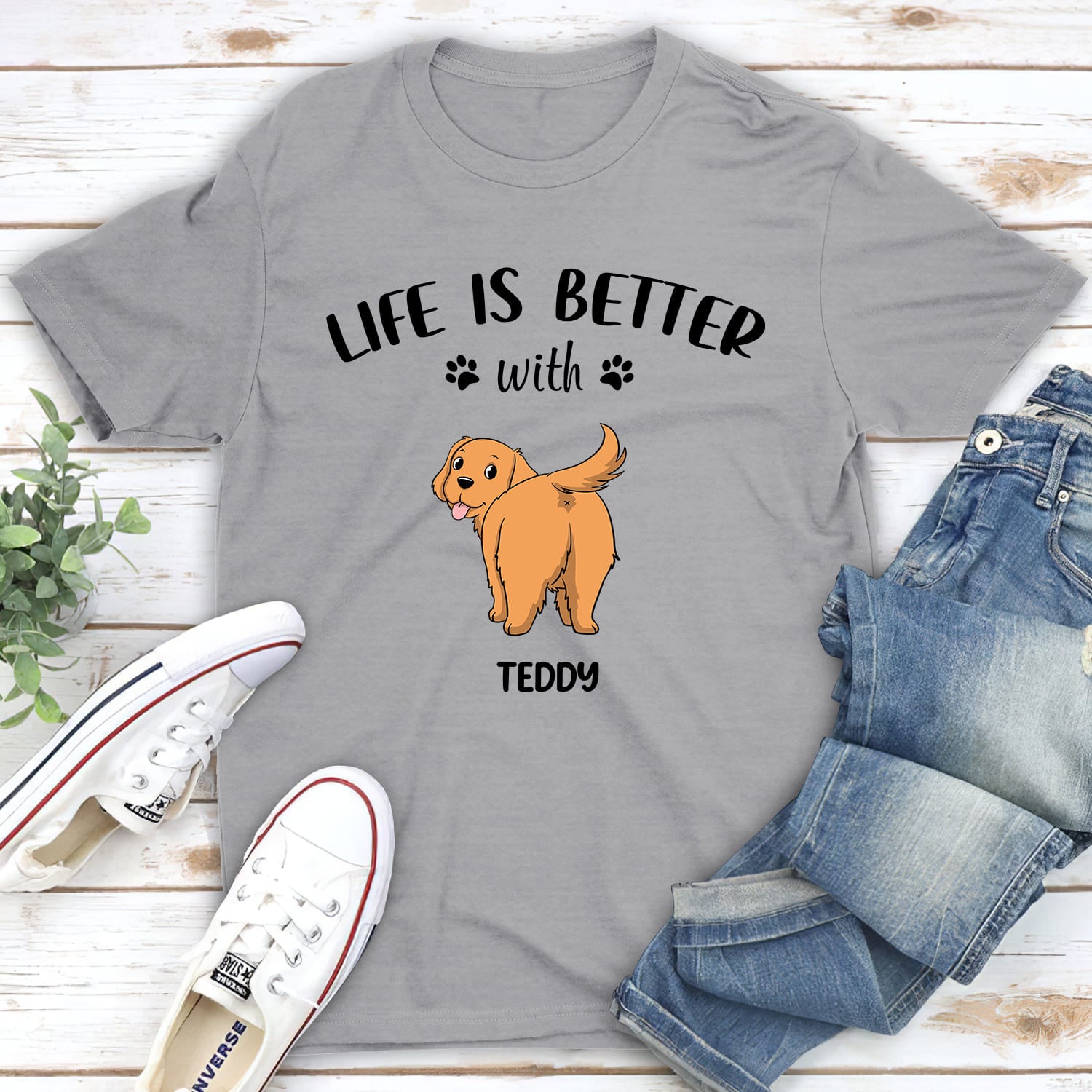 Life Is Better With Dog Butt - Customizable Unisex 5.3 oz Personalized T-shirt for Pet Lovers