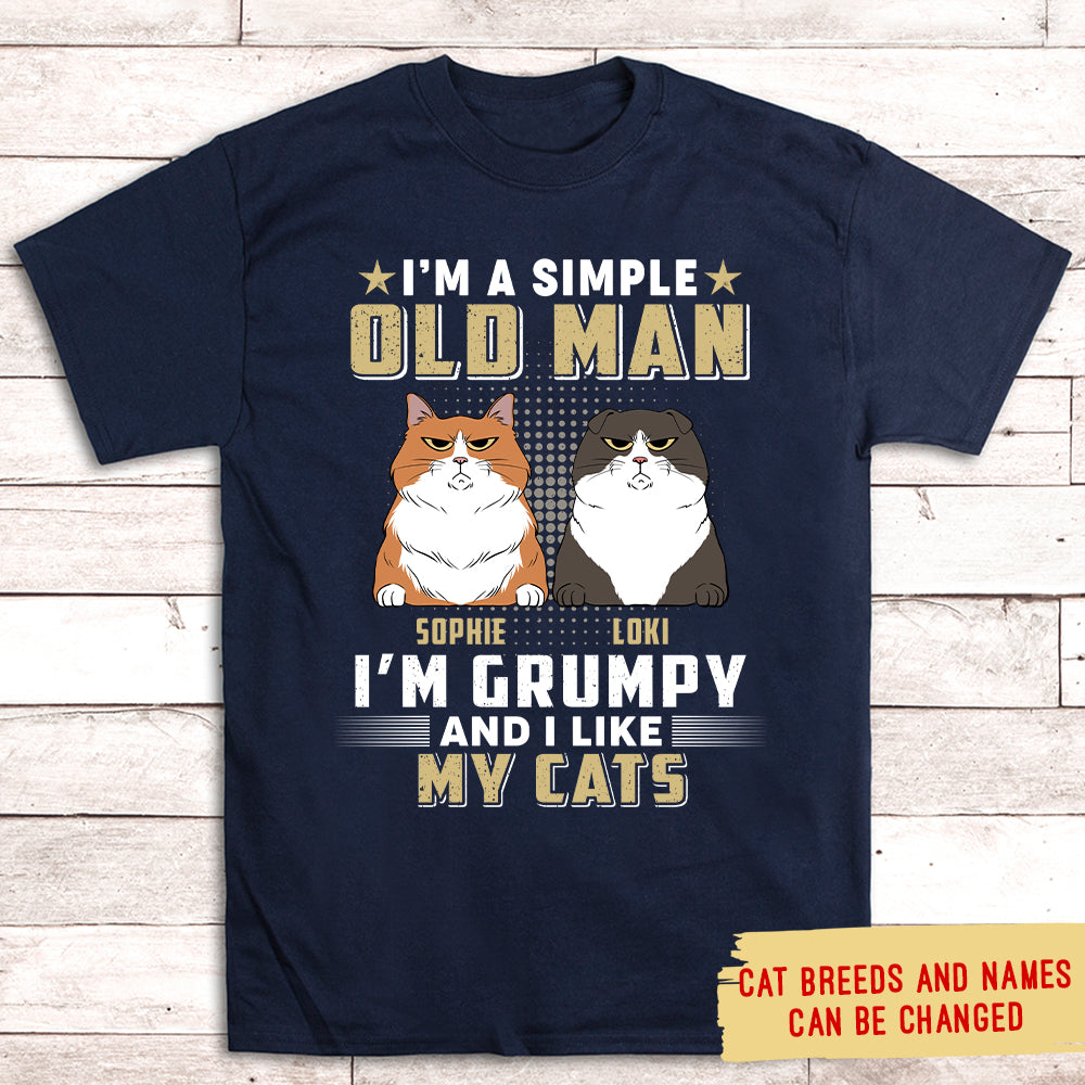 Unique Personalized Custom Unisex Simple Old Man Cat T-shirt