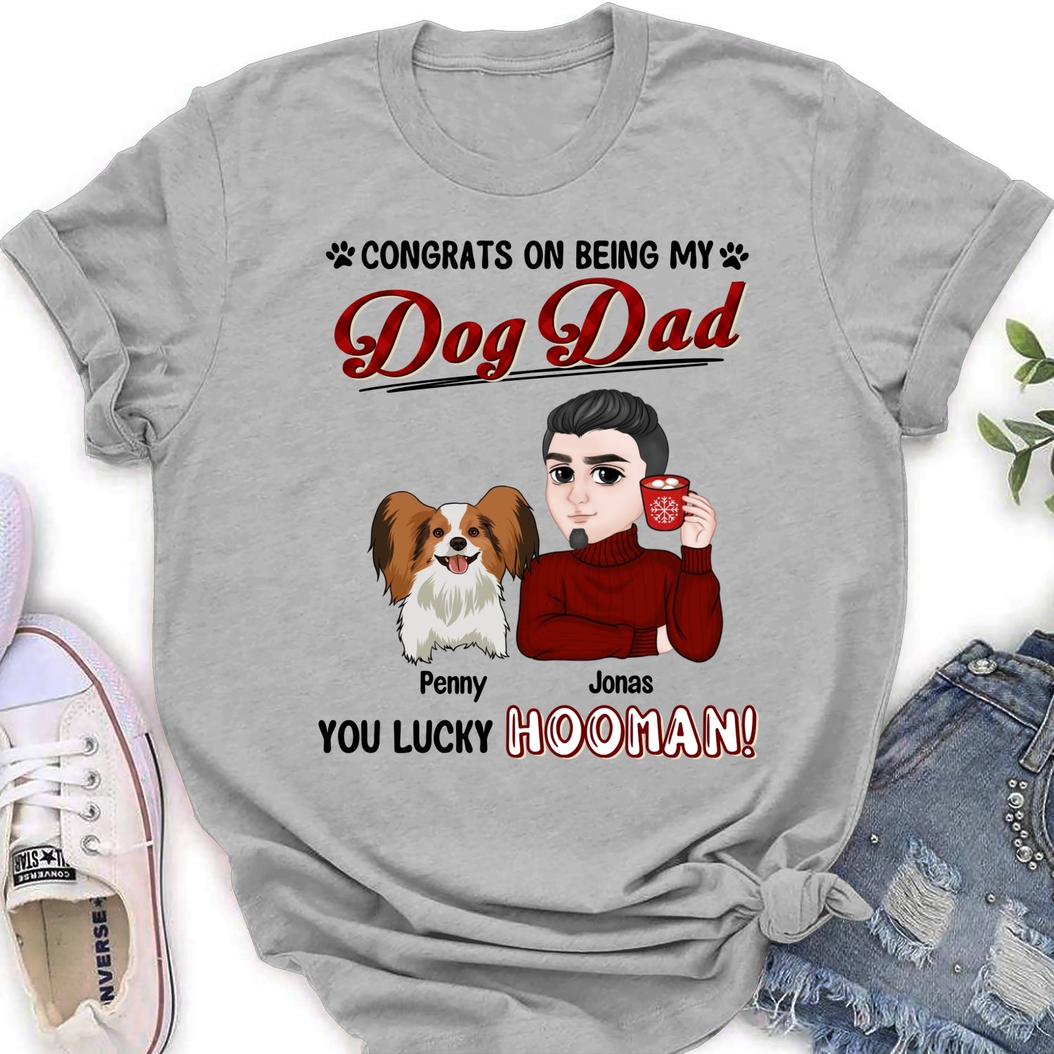 Lucky Dog Dad and Mom - Personalized Custom Women's T-shirt for Pet Lovers