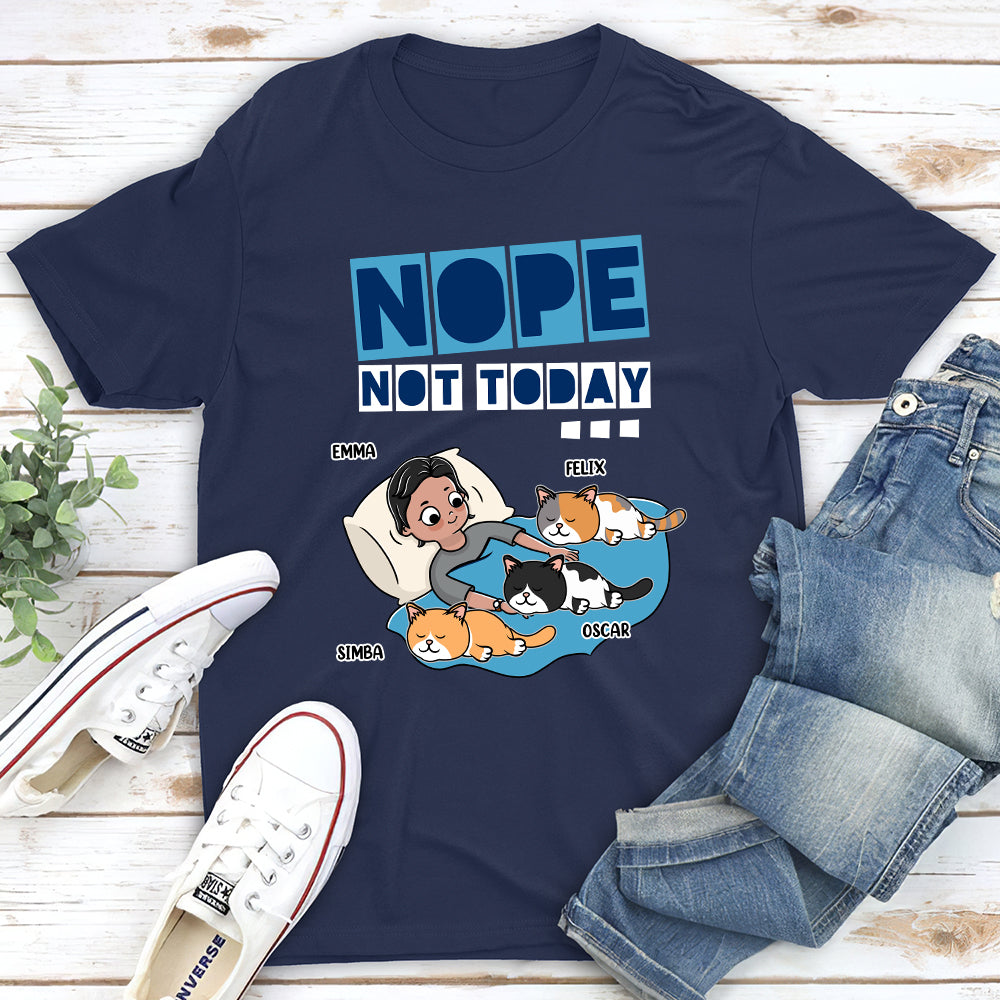 Exclusive Nope Not Today Sleeping Cat Personalized Custom Unisex 5.3 oz T-shirt