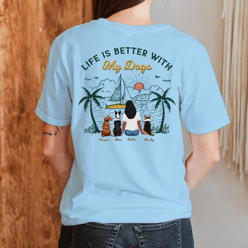 Better Life With Dogs & Beach - Customizable Unisex 5.3 oz Personalized T-shirt