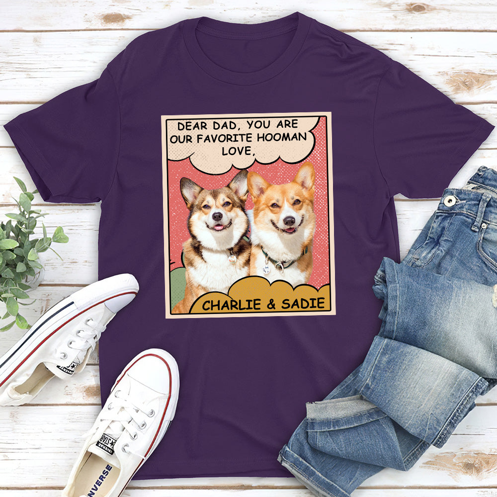 My Favorite Hooman Photo - Personalized Custom Unisex 5.3 oz Heavy Cotton T-shirt for Pet Lovers