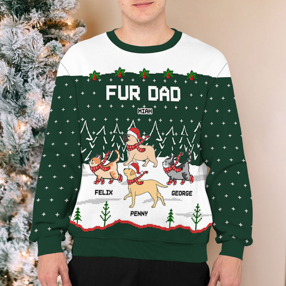 Personalized Custom All-Over-Print Dog and Cat in Snow Unisex Sweatshirt - Ideal Gift for Pet Lovers