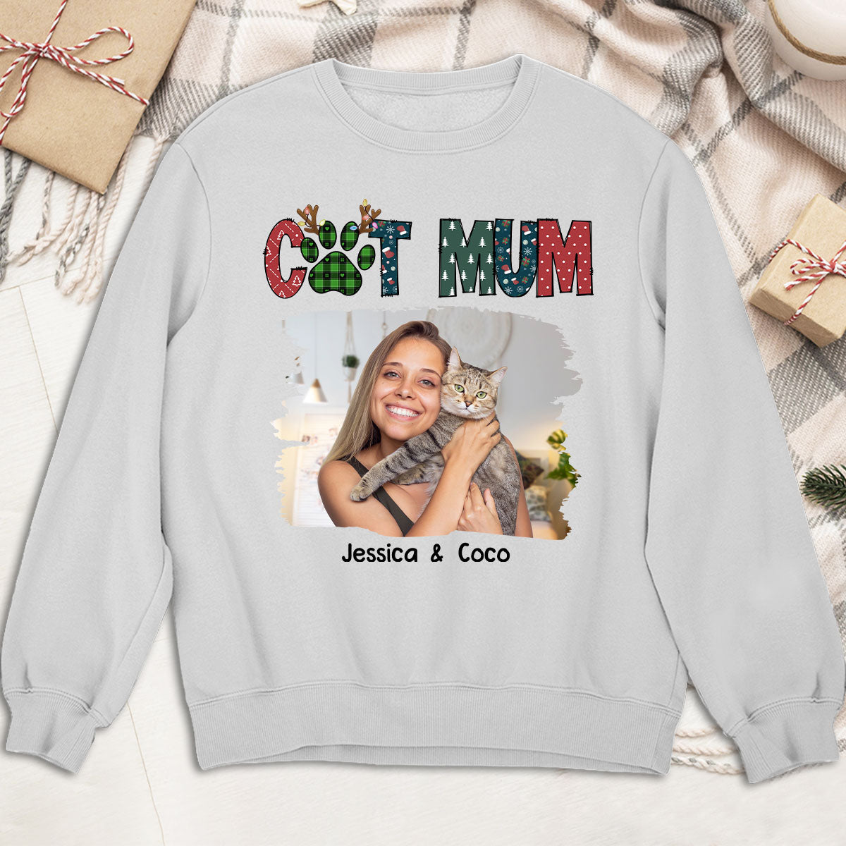 Personalized Custom My Lovely Cat Mom Photo Unisex 8.0 oz Sweatshirt - Ideal Gift for Pet Lovers
