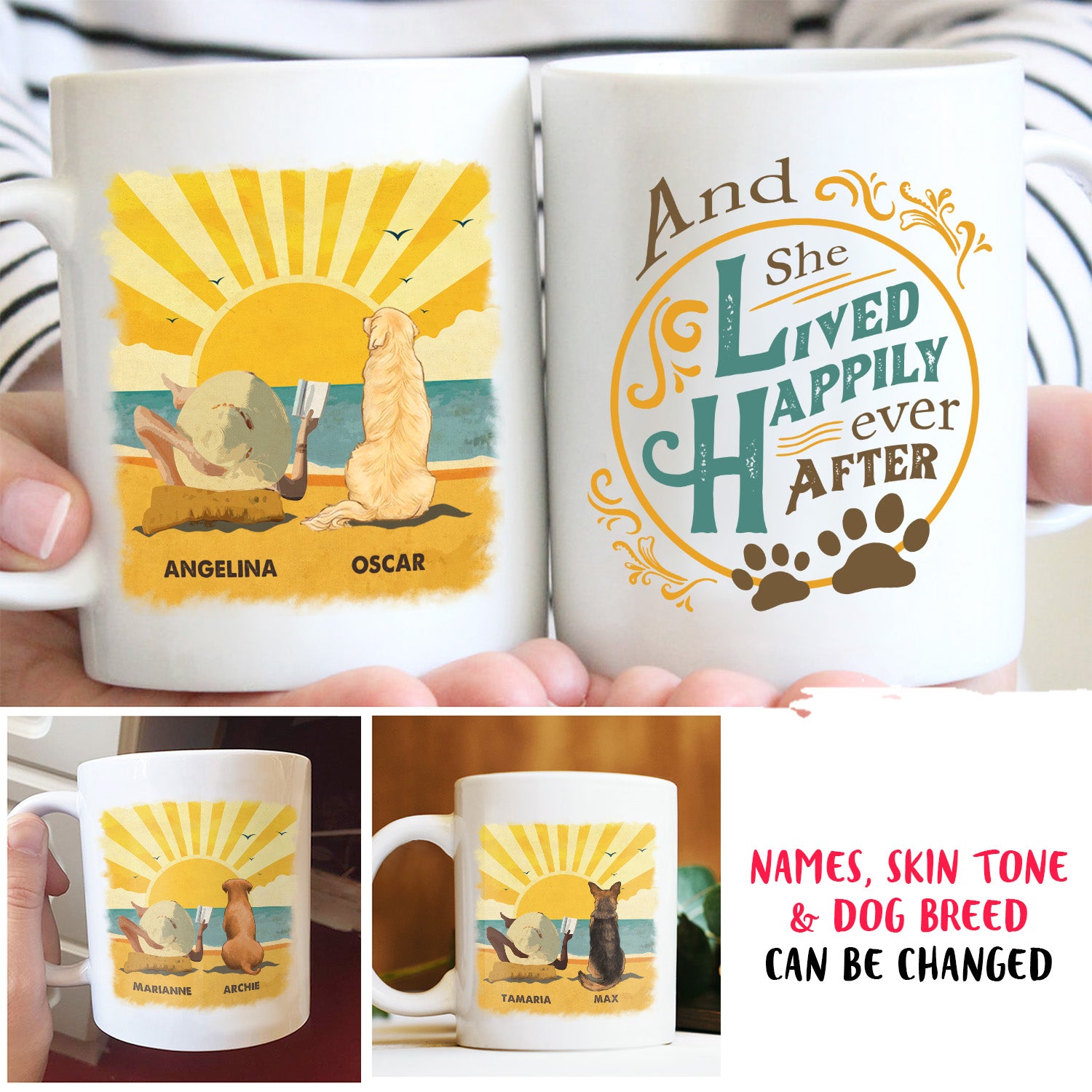 Beach, Book & Dog - Personalized 11oz/15oz Ceramic Coffee Mug, Ideal Gift for Pet Lovers