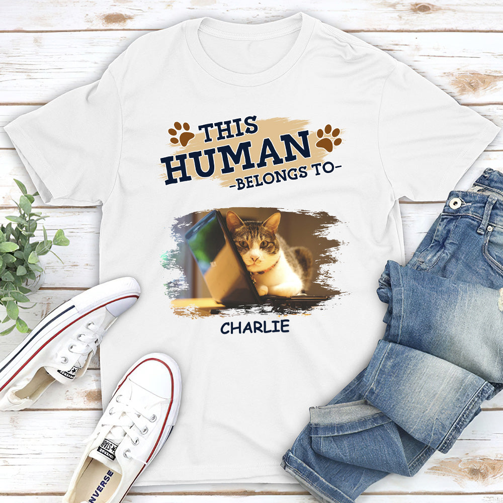 Belongs To My Cat - Personalized Custom Unisex 5.3 oz T-shirt for Pet Lovers