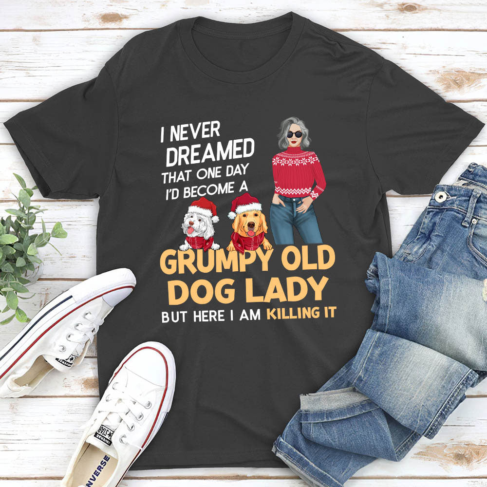 Unique Christmas Dog Lady - Personalized Custom Unisex 5.3 oz T-shirt