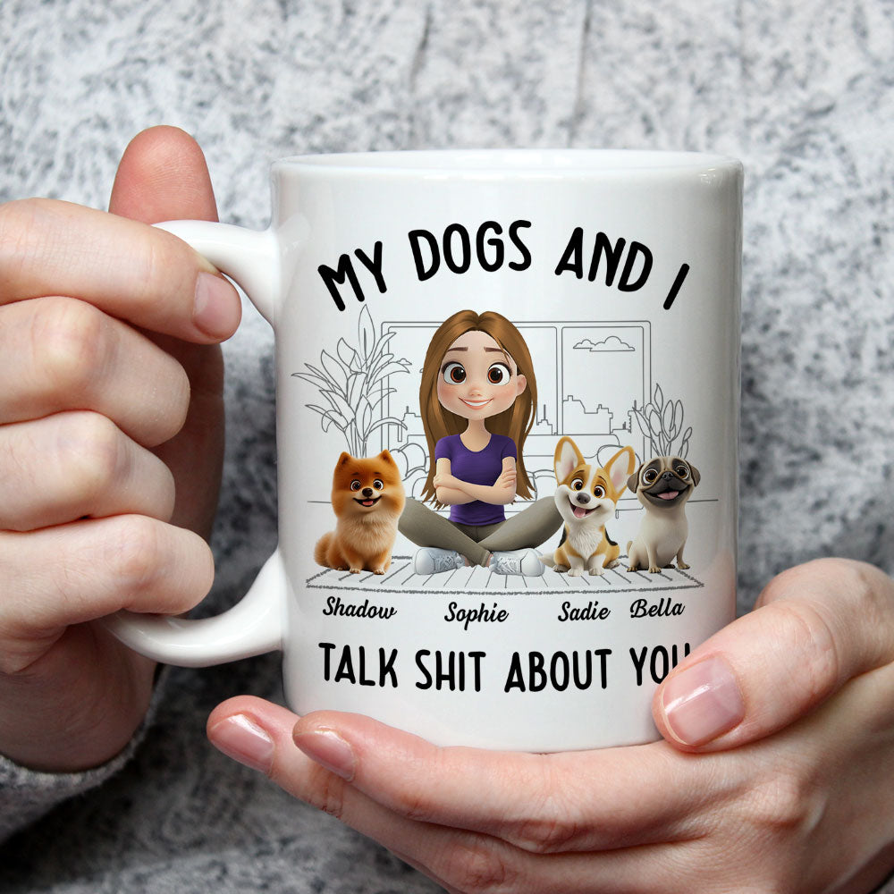 Personalized Custom 'My Dog And I Talk About You' Coffee Mug for a Cozy Day