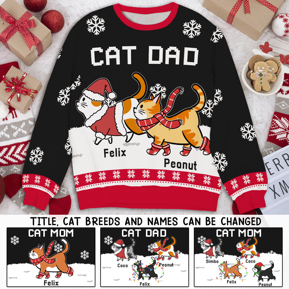 Unique Personalized Custom All-Over-Print Cat Dad/Mom Winter Sweatshirt for Pet Lovers