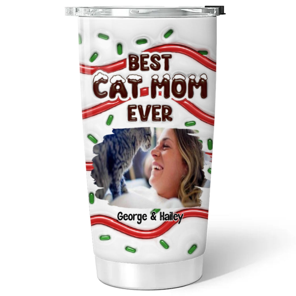 Best Personalized Custom 3D Inflated Effect Tumbler with Cat Mom Cake Photo - Ideal for All Occasions