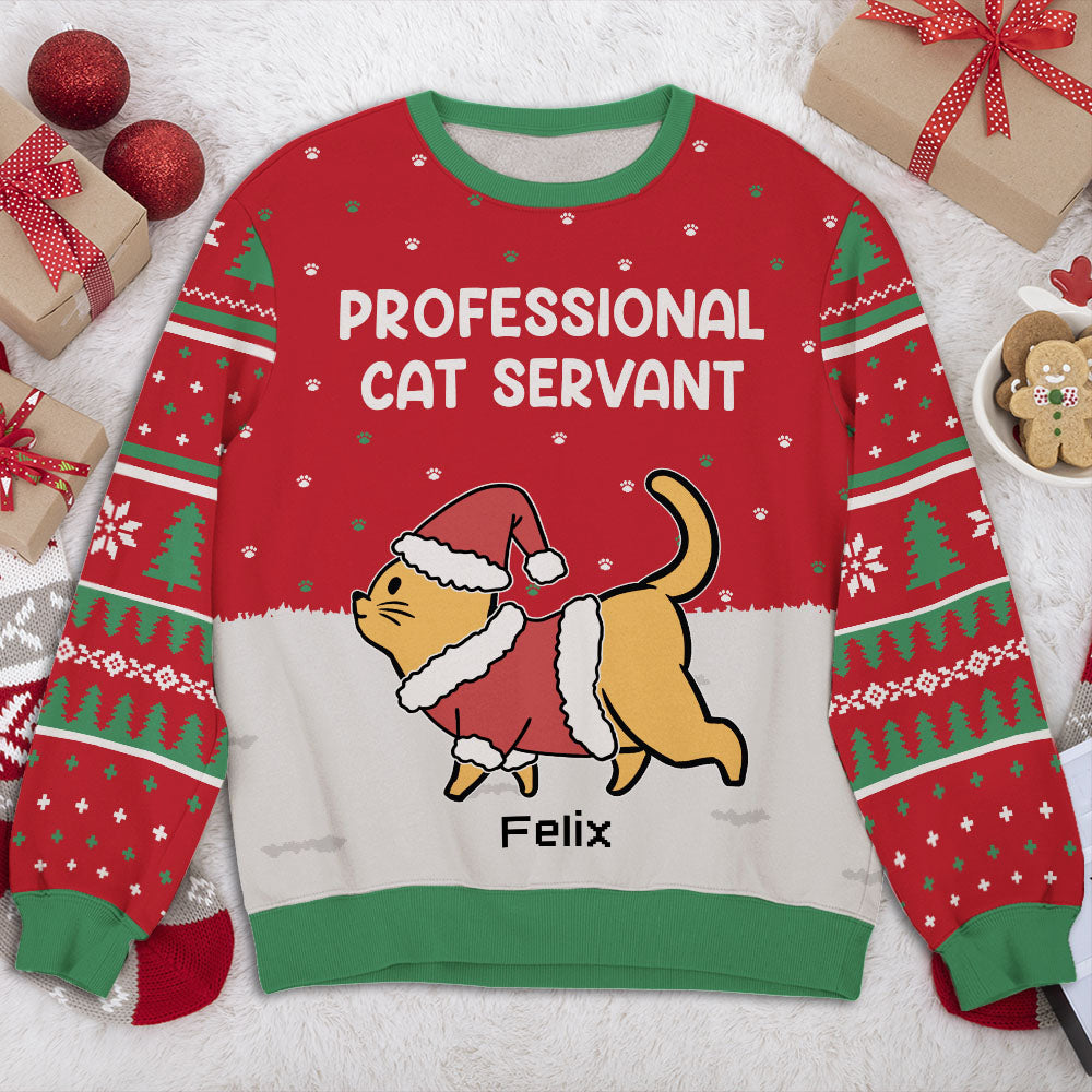 Cat Servant - Personalized Custom All-Over-Print Unisex 8.8 oz Polyester Blend Sweatshirt for Pet Lovers
