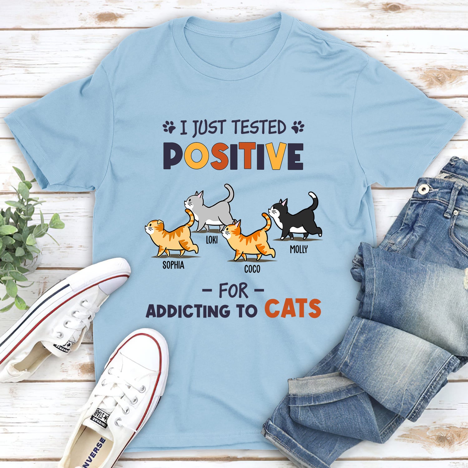 Customizable Positive Unisex T-shirt for Cat Lovers