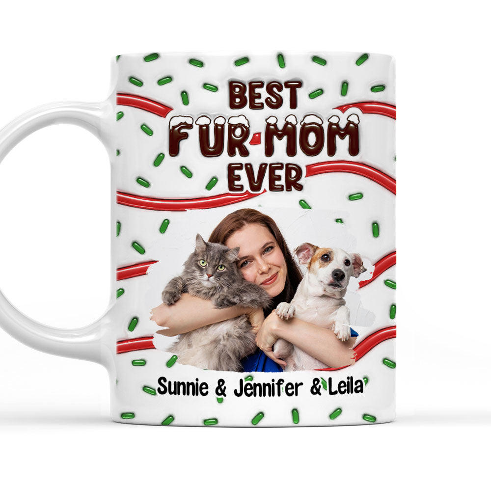 Best Personalized Custom 3D Inflated Effect Fur Mom Cake Photo Mug - 11oz & 15oz