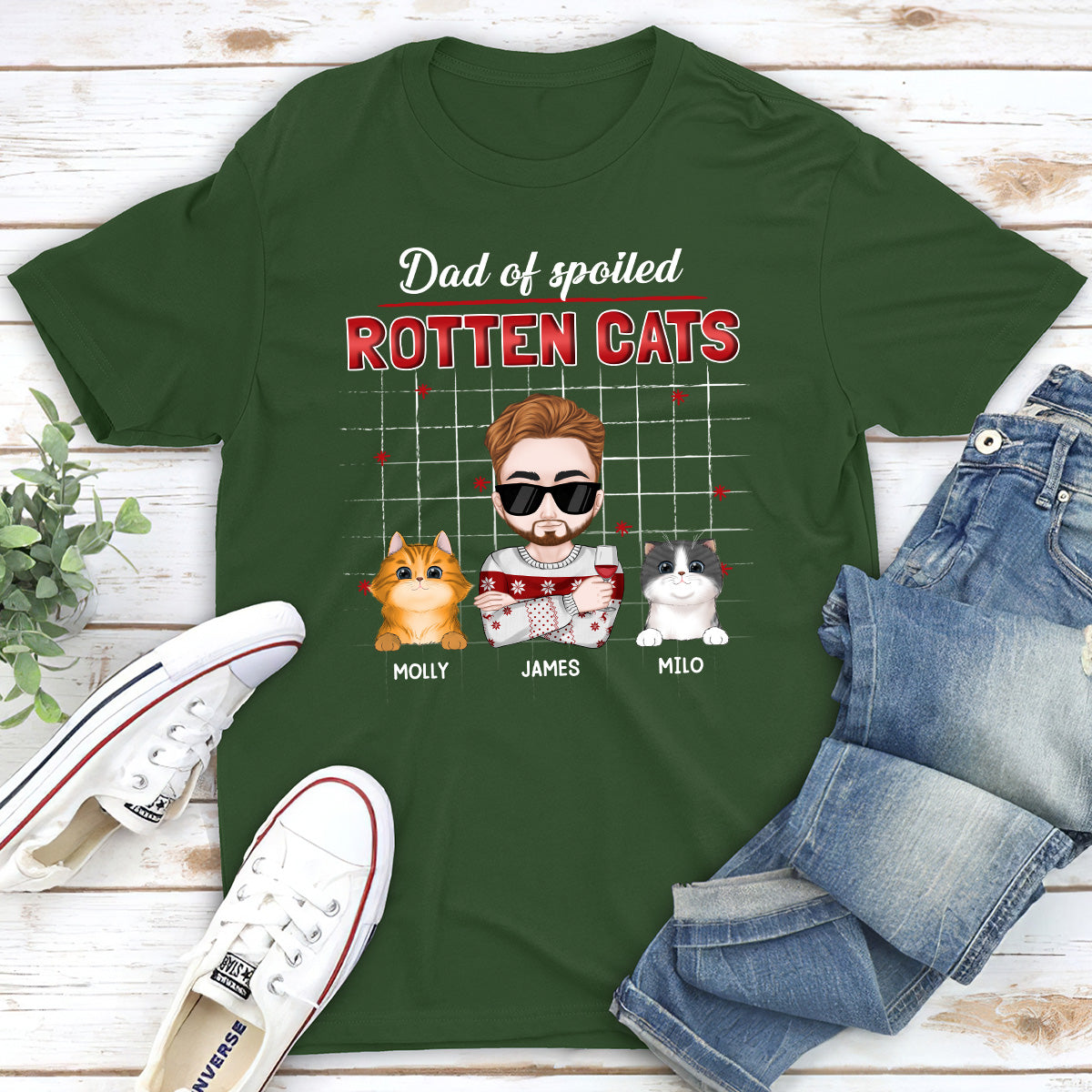 Best Cat Dad Mom - Customizable Personalized Unisex 5.3 oz T-shirt for Pet Lovers