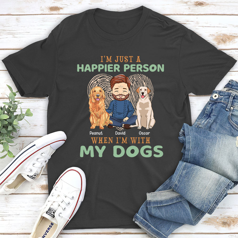 Happier Person - Personalized Custom Unisex Cotton Blend T-shirt for Pet Lovers