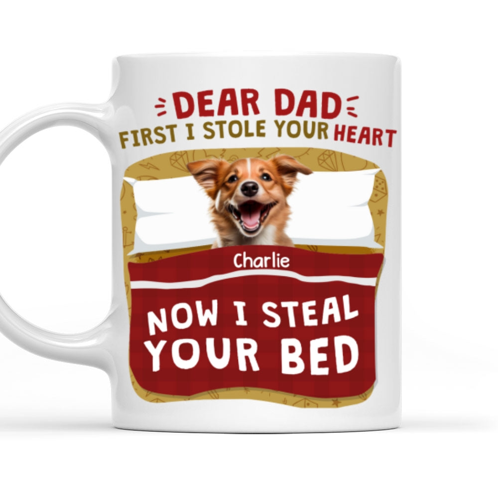Dog Mom Dad Personalized Custom Coffee Mug with 'I Stole Your Heart' Photo - Ideal for Pet Lovers