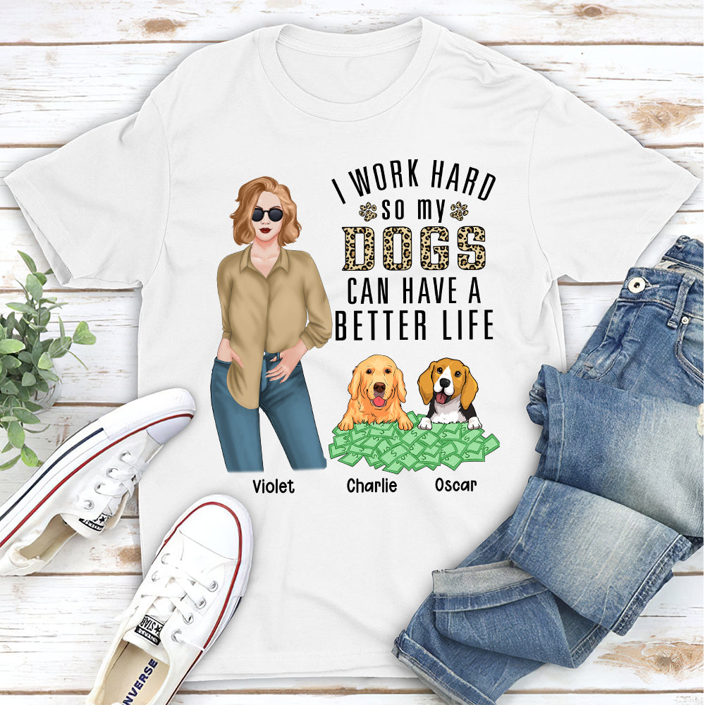 I Work Hard - Personalized Custom Unisex 5.3 oz T-shirt for Pet Lovers
