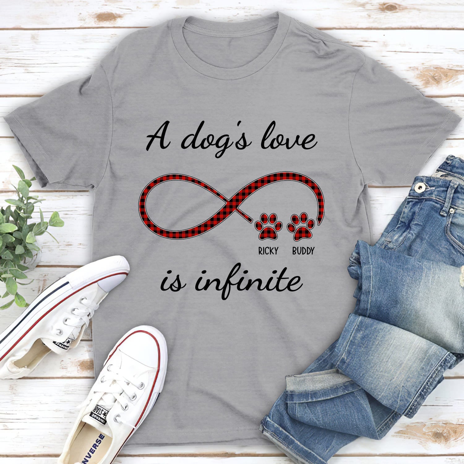 Infinite Love Pattern - Personalized Custom Unisex 5.3 oz T-shirt for Pet Lovers