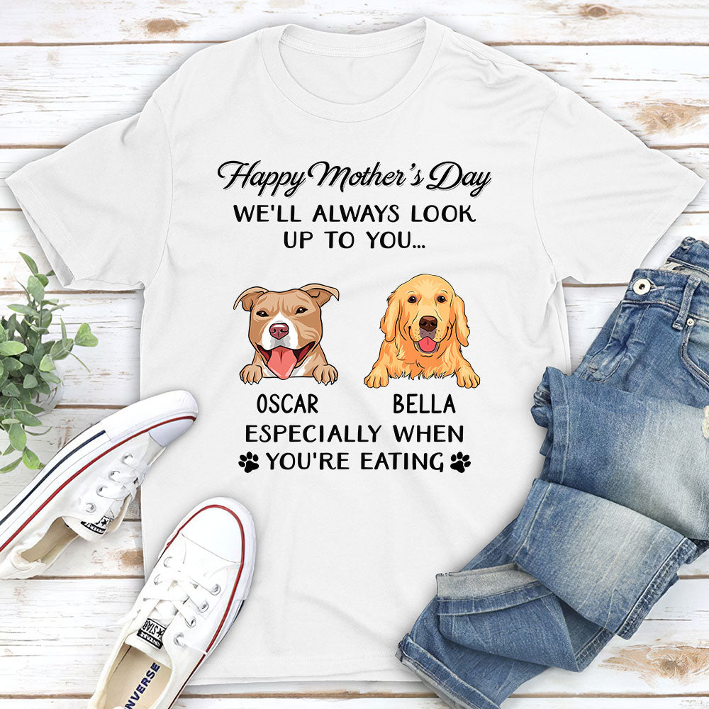 Dog Look Up To You 2 - Personalized Custom Unisex 5.3 oz Heavy Cotton T-shirt for Pet Lovers