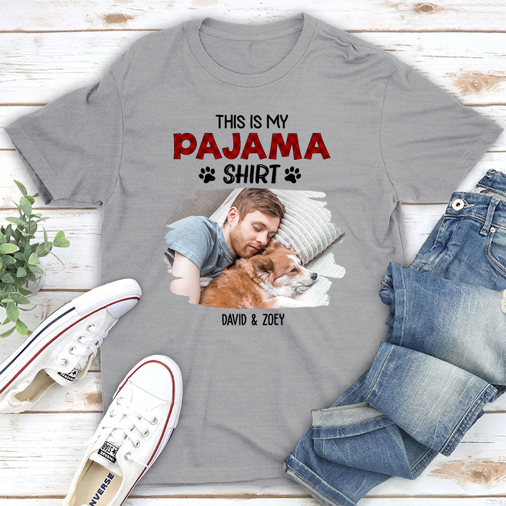Personalized Custom Unisex Sleeping Pajama Shirt Photo T-shirt - Ideal Gift for Pet Lovers