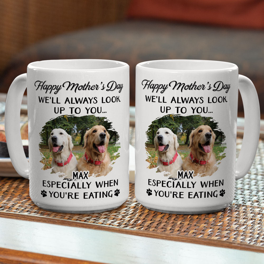 Personalized Custom Coffee Mug with a Dog Looking Up at You - Ideal Gift for Pet Lovers