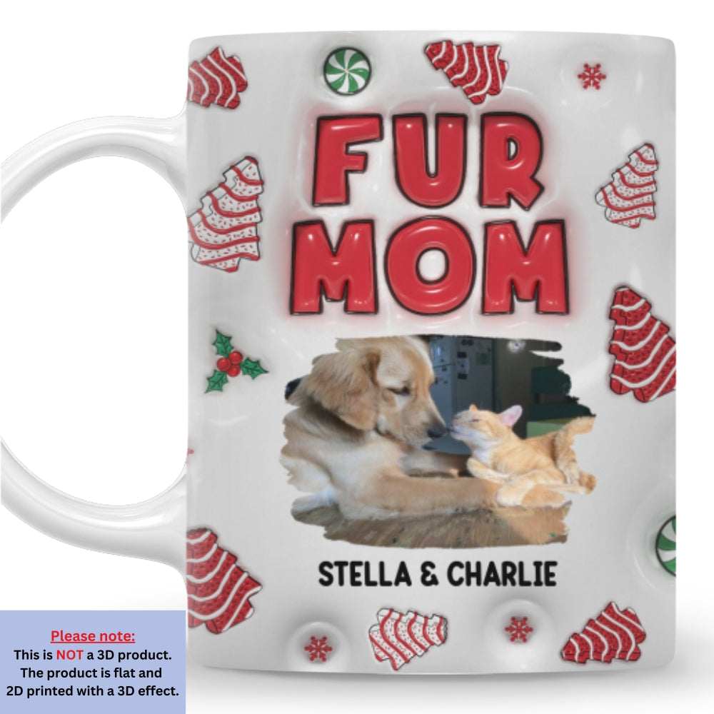 Personalized Custom 3D Inflated Effect Fur Mom Tree Cake Photo Mug - 11oz & 15oz