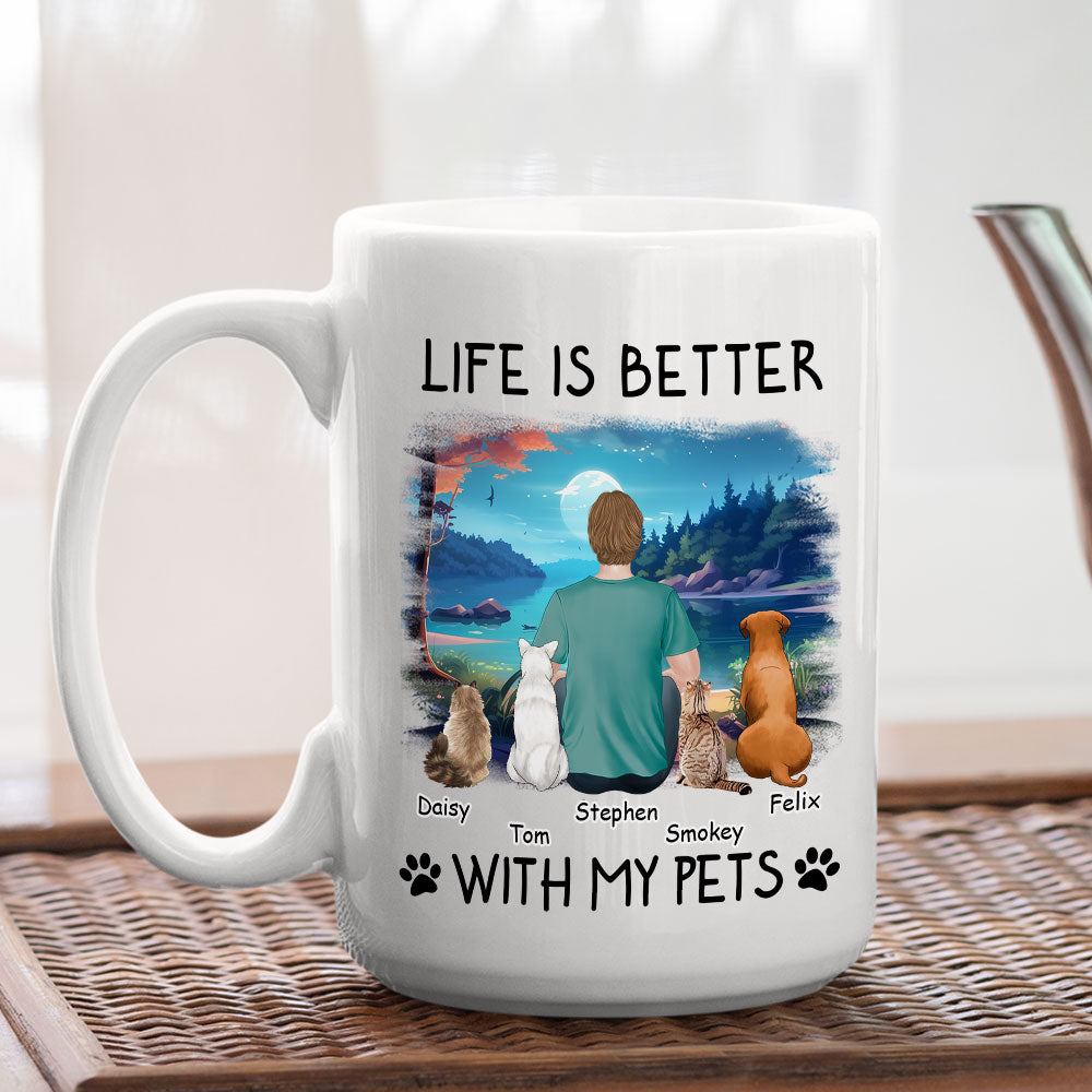 Better With Pets - Personalized Custom 11oz & 15oz Coffee Mug for Pet Lovers