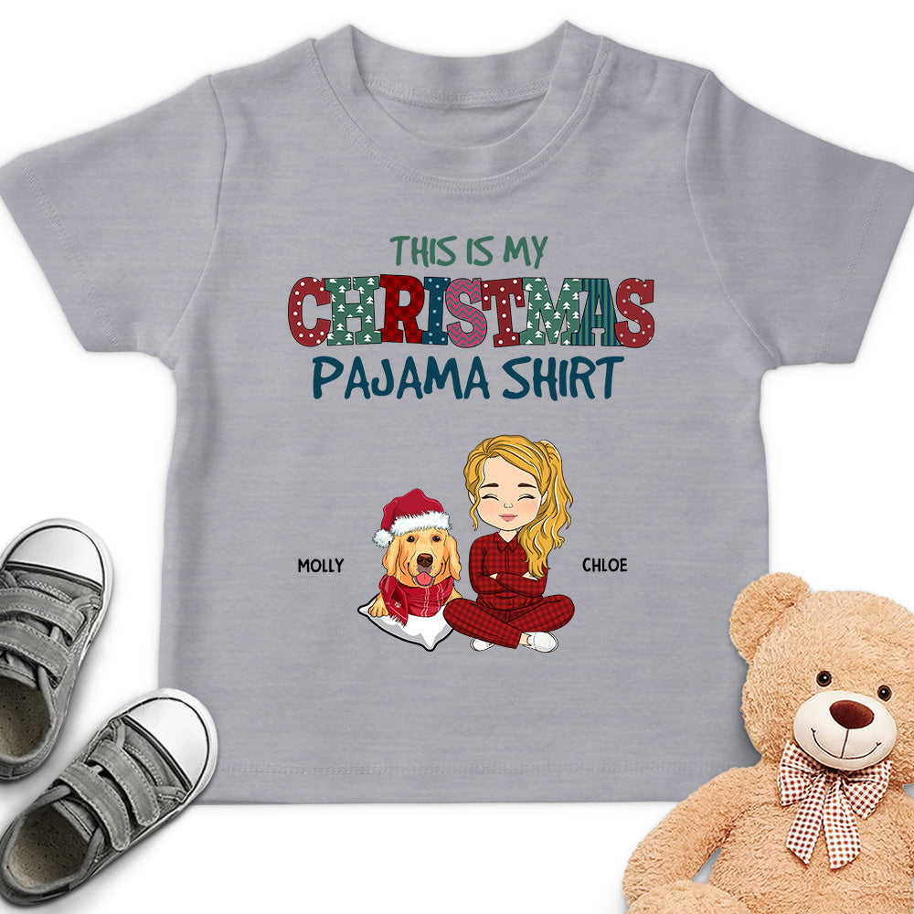 Personalized Custom Christmas Pajama-style Youth T-shirt for Pet Lovers