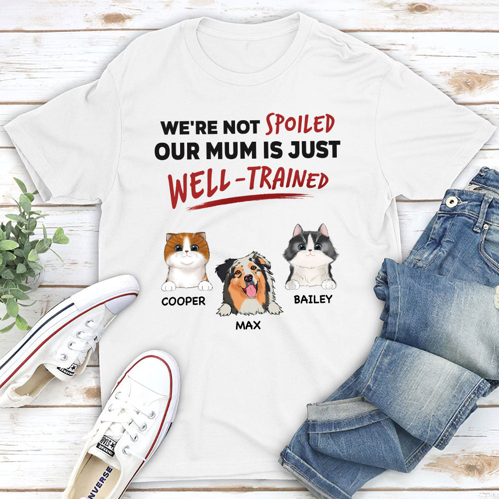 Our Dad Is Just Well Trained - Personalized Custom Unisex 5.3 oz T-shirt for Pet Lovers