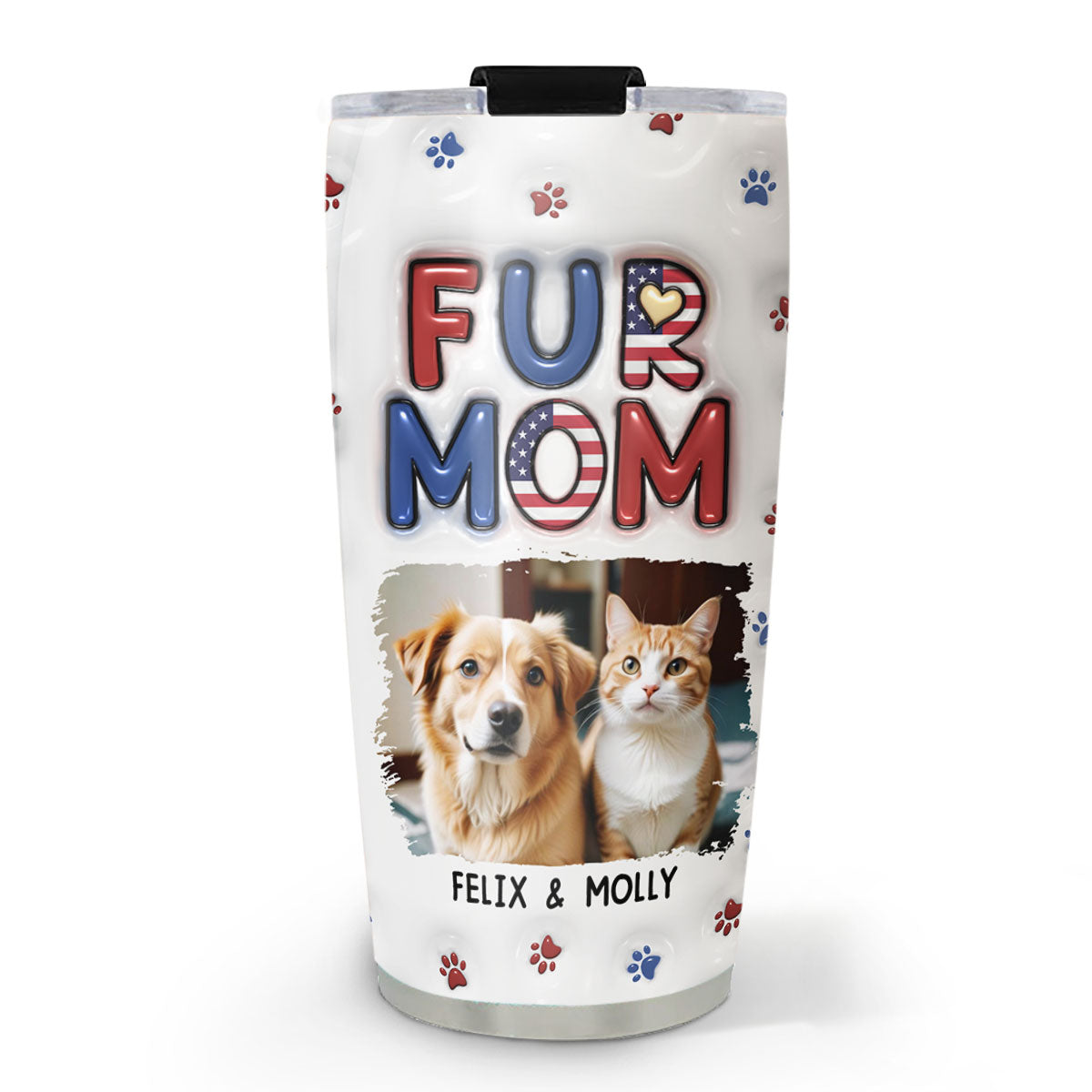 Exquisite Personalized Custom 3D Inflated Effect Tumbler - Lovely Fur Mom Version 3 Photo