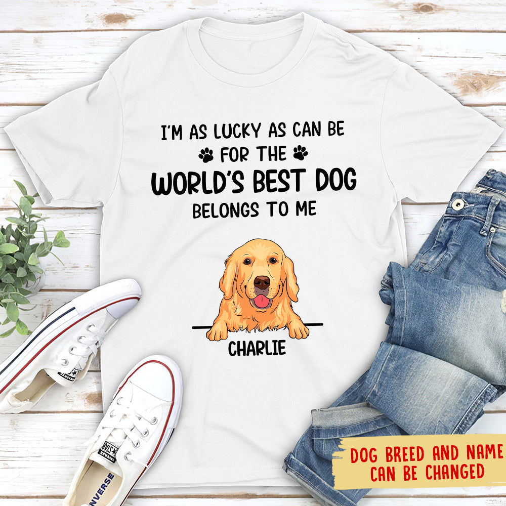 Lucky As Can Be - Personalized Custom Unisex 5.3 oz T-shirt for Pet Lovers