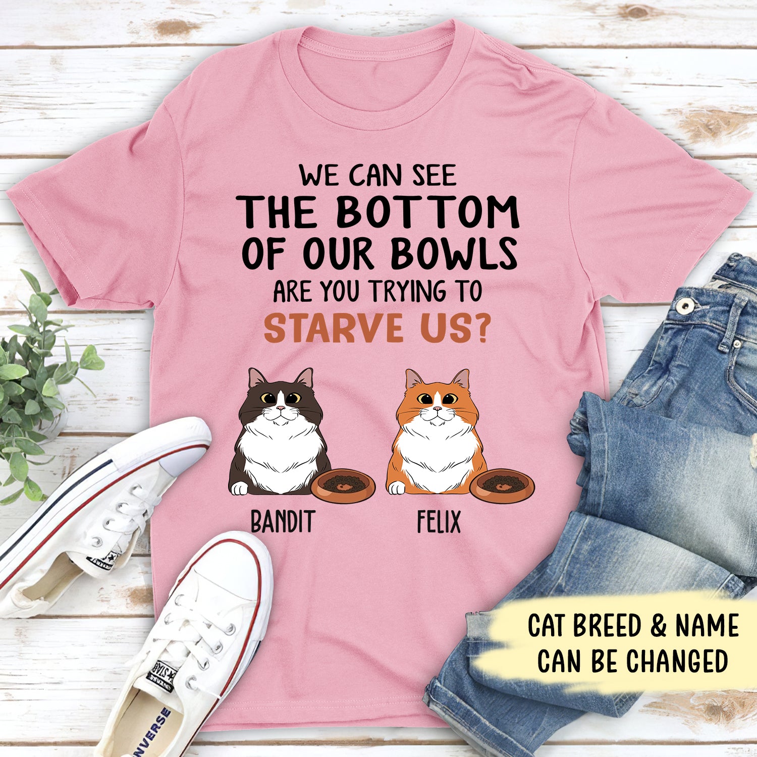 Hungry Cat - Personalized Custom Unisex 5.3 oz T-shirt for Pet Lovers