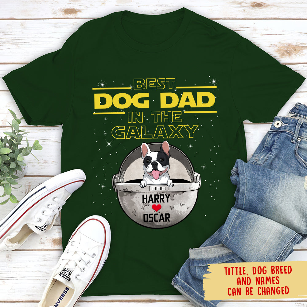 Best Dog Mom/Dad In The Galaxy - Personalized Custom Unisex 5.3 oz T-shirt for Dog Lovers, Dog Mom T-shirt, Dog Dad T-shirt