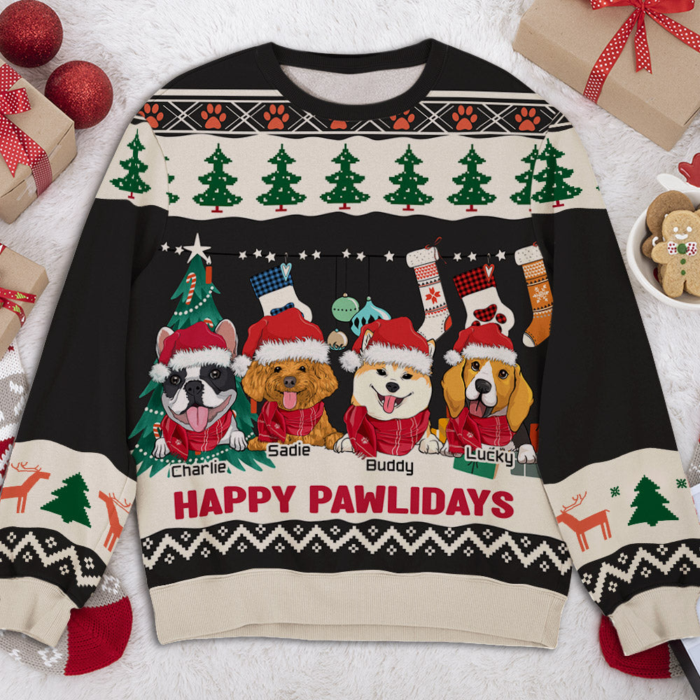 Pawlidays Winter - Exclusive Personalized Custom All-Over-Print Unisex Sweatshirt for Pet Lovers