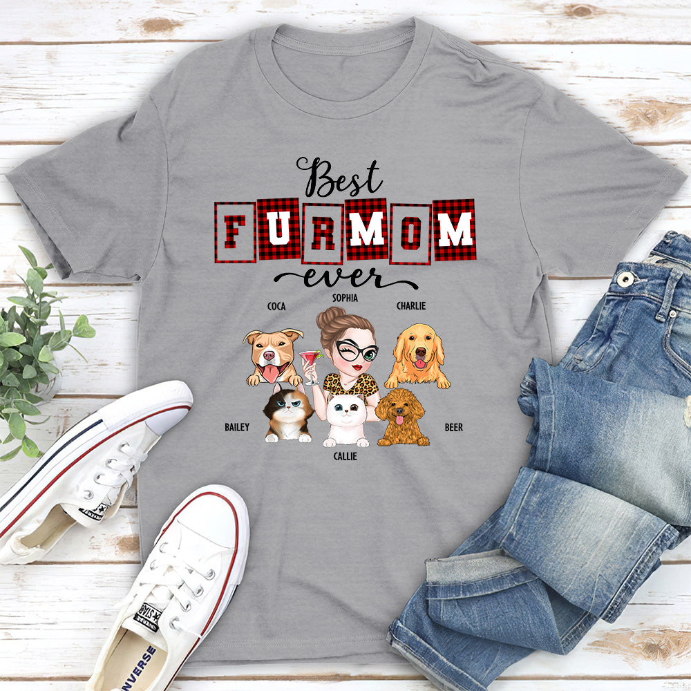 Best Fur Mom Of The Year - Personalized Custom Unisex 5.3 oz T-shirt for Pet Lovers
