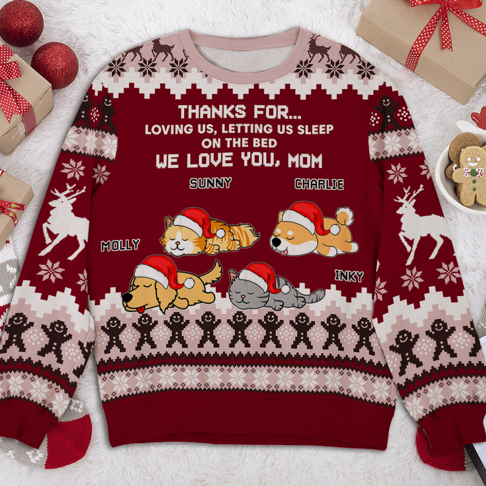 Snowy Fur Mom - Exclusive Personalized All-Over-Print Unisex 8.8 oz Polyester Blend Sweatshirt