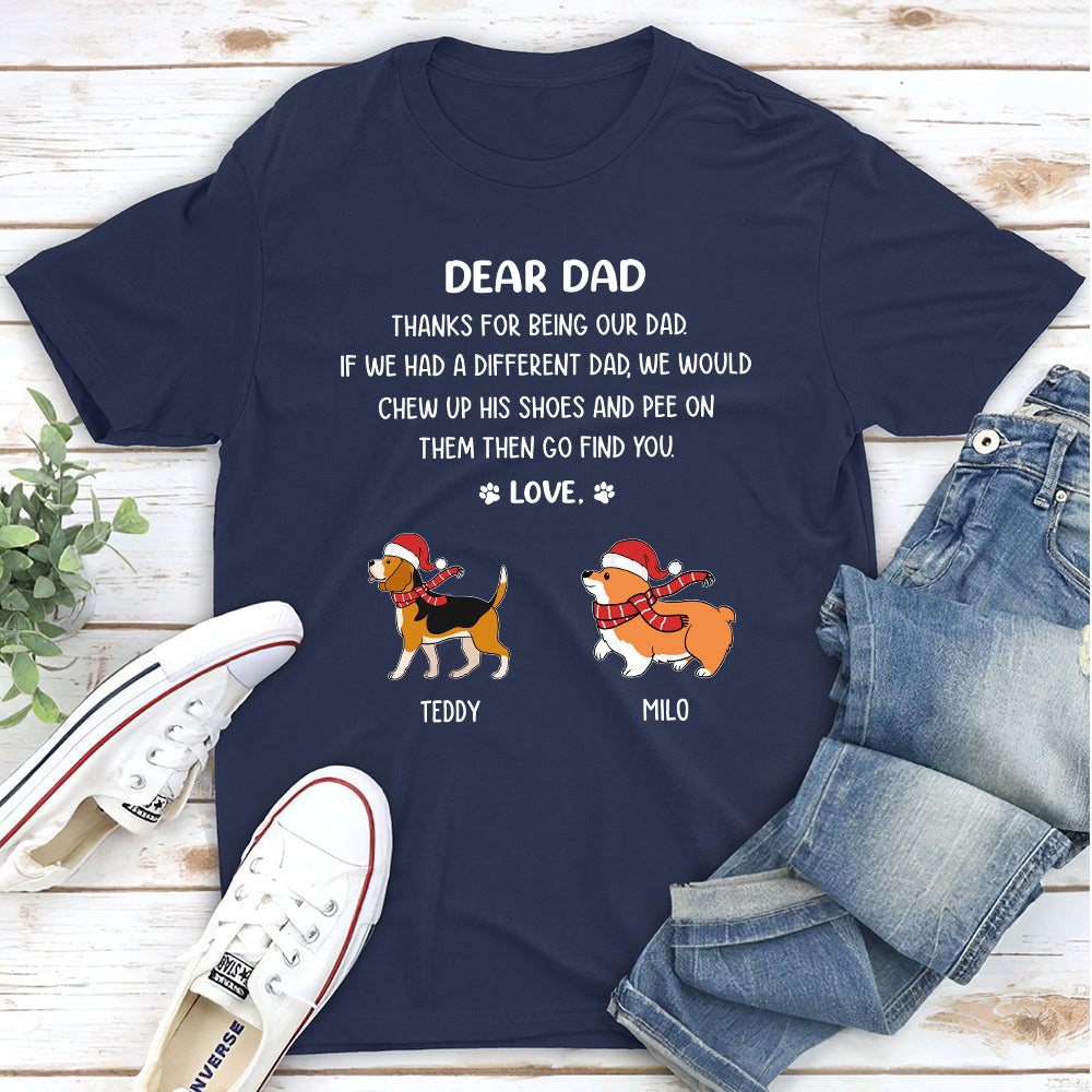 Thanks Dad Mom Christmas - Personalized Custom Unisex 5.3 oz T-shirt for Pet Lovers