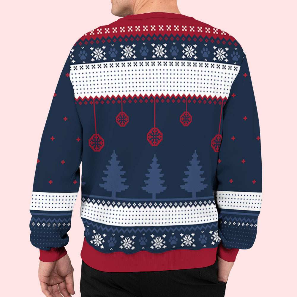 Feliz Navidog 2 - Personalized Custom All-Over-Print Unisex 8.8 oz Polyester Blend Holiday Sweatshirt for Dog Lovers