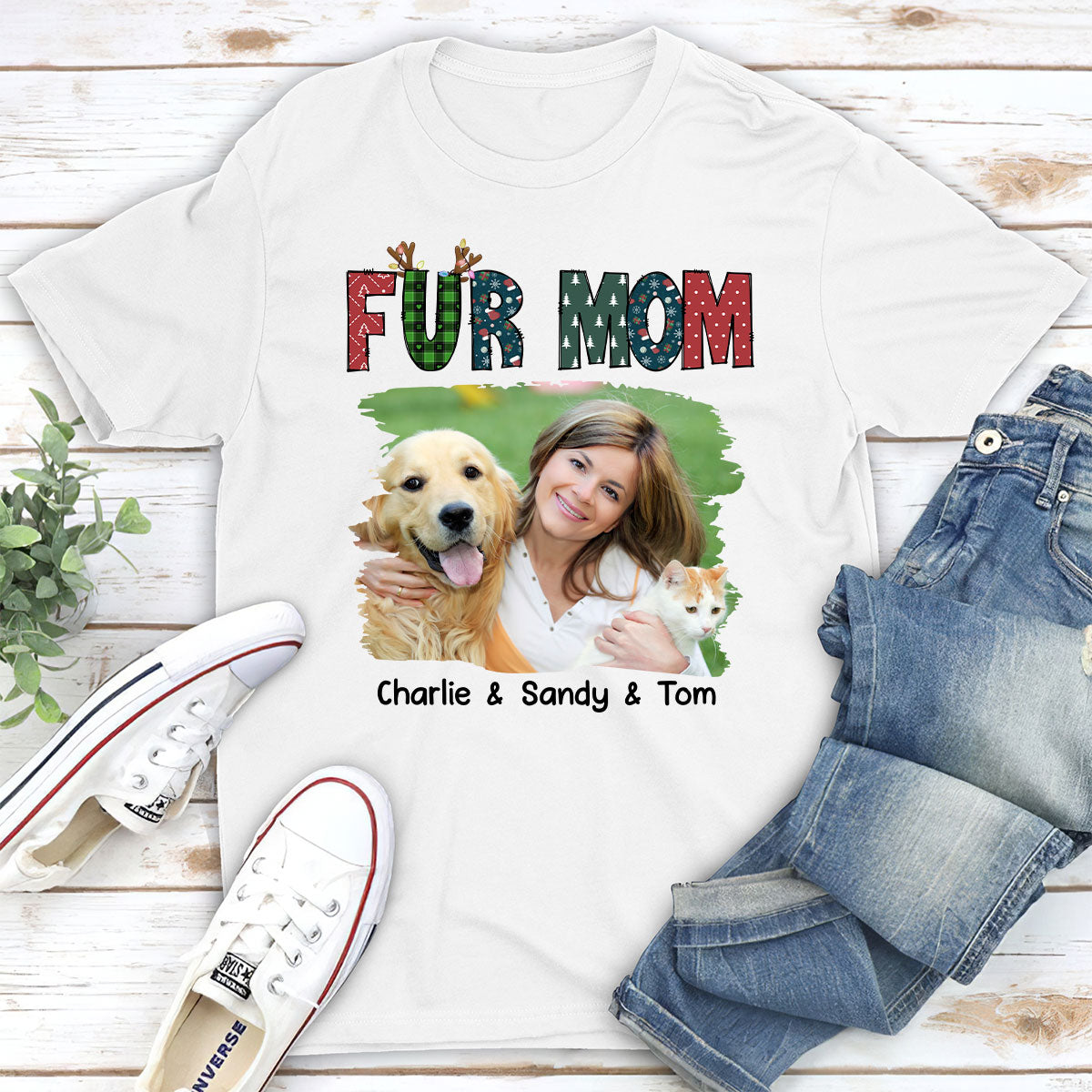 My Lovely Fur Mom Personalized Custom Unisex 5.3 oz Photo T-shirt - Ideal Gift for Pet Lovers