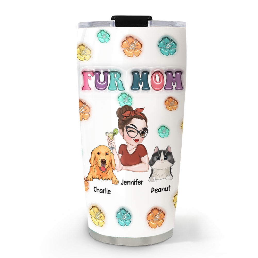 Fur Mom Summer Personalized Custom 3D Inflated Effect 20oz Stainless Steel Tumbler