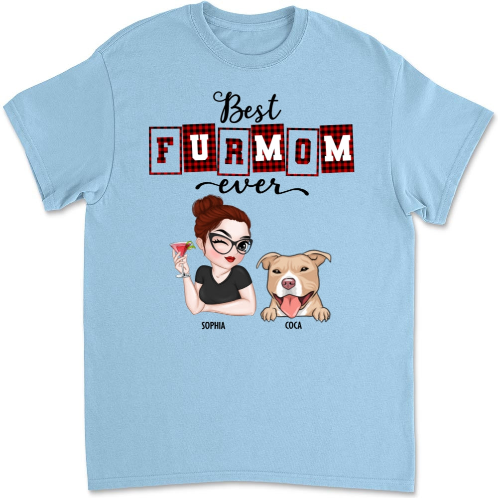 Best Fur Mom Of The Year - Personalized Custom Unisex 5.3 oz T-shirt for Pet Lovers