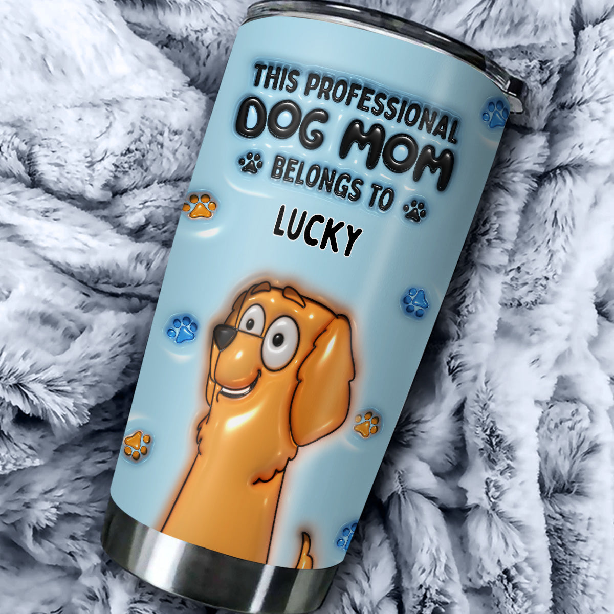 Personalized Custom 3D Inflated Effect 20oz Stainless Steel Tumbler for Dog Moms and Dads