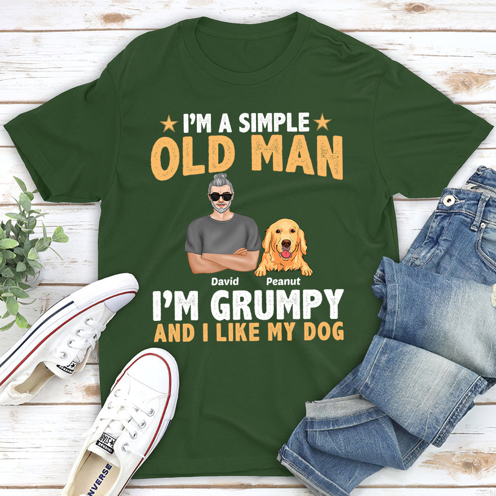Old Man And Dogs - Personalized Custom Unisex 5.3 oz T-shirt for Pet Lovers