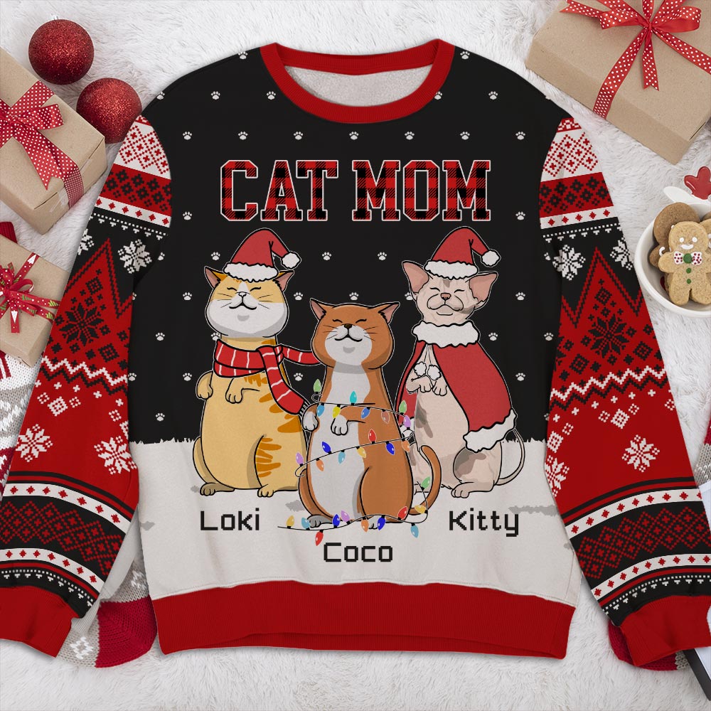 Unique Cat Chilling Pattern - Personalized Custom All-Over-Print Unisex 8.8 oz Sweatshirt for Pet Lovers