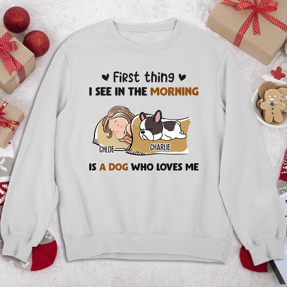 Morning First Thing - Customizable Personalized Unisex 8.0 oz Sweatshirt for Pet Lovers