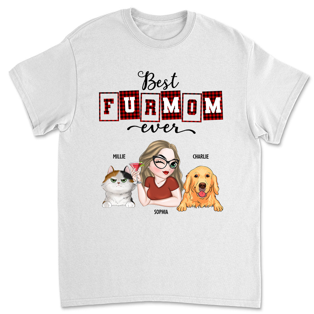 Best Fur Mom Of The Year - Personalized Custom Unisex 5.3 oz T-shirt for Pet Lovers